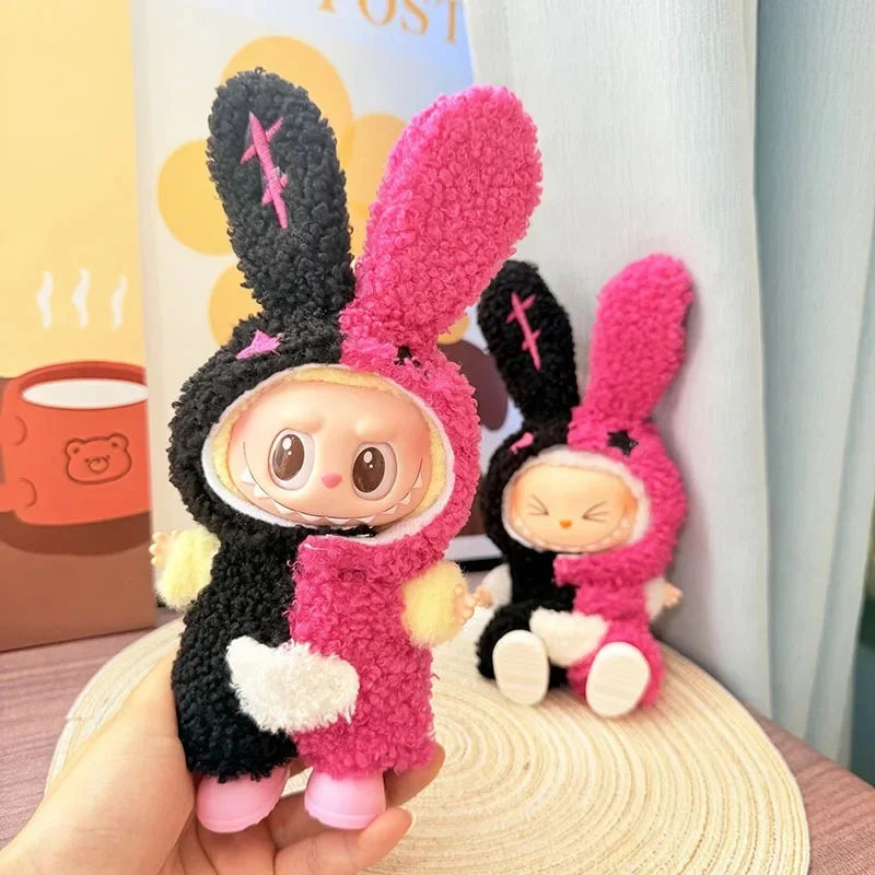 Adorable Brown-Eared Rabbit Clothes Set for Labubu Doll Pendant Only Clothing Item Including First Third Generation