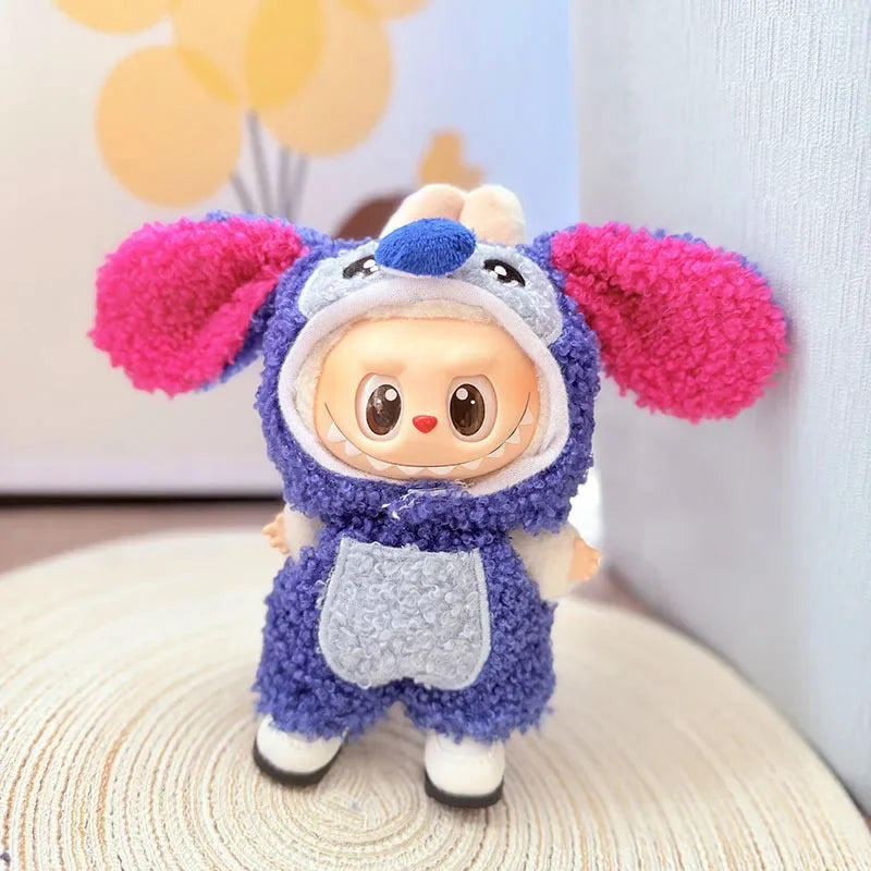 Adorable Brown-Eared Rabbit Clothes Set for Labubu Doll Pendant Only Clothing Item Including First Third Generation