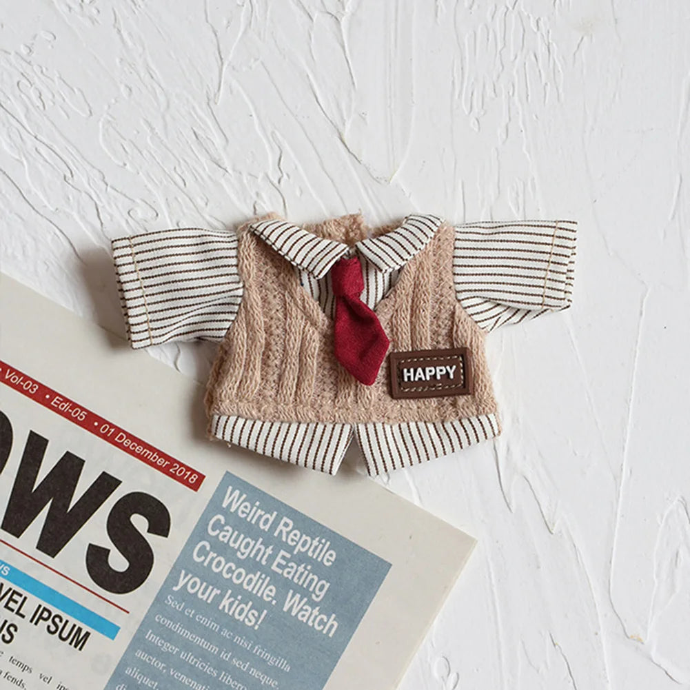 Mini Doll'S Clothes Outfit Accessories For 15-17cm Labubu and 10cm cotton doll Striped shirt baseball jersey Clothing Gift