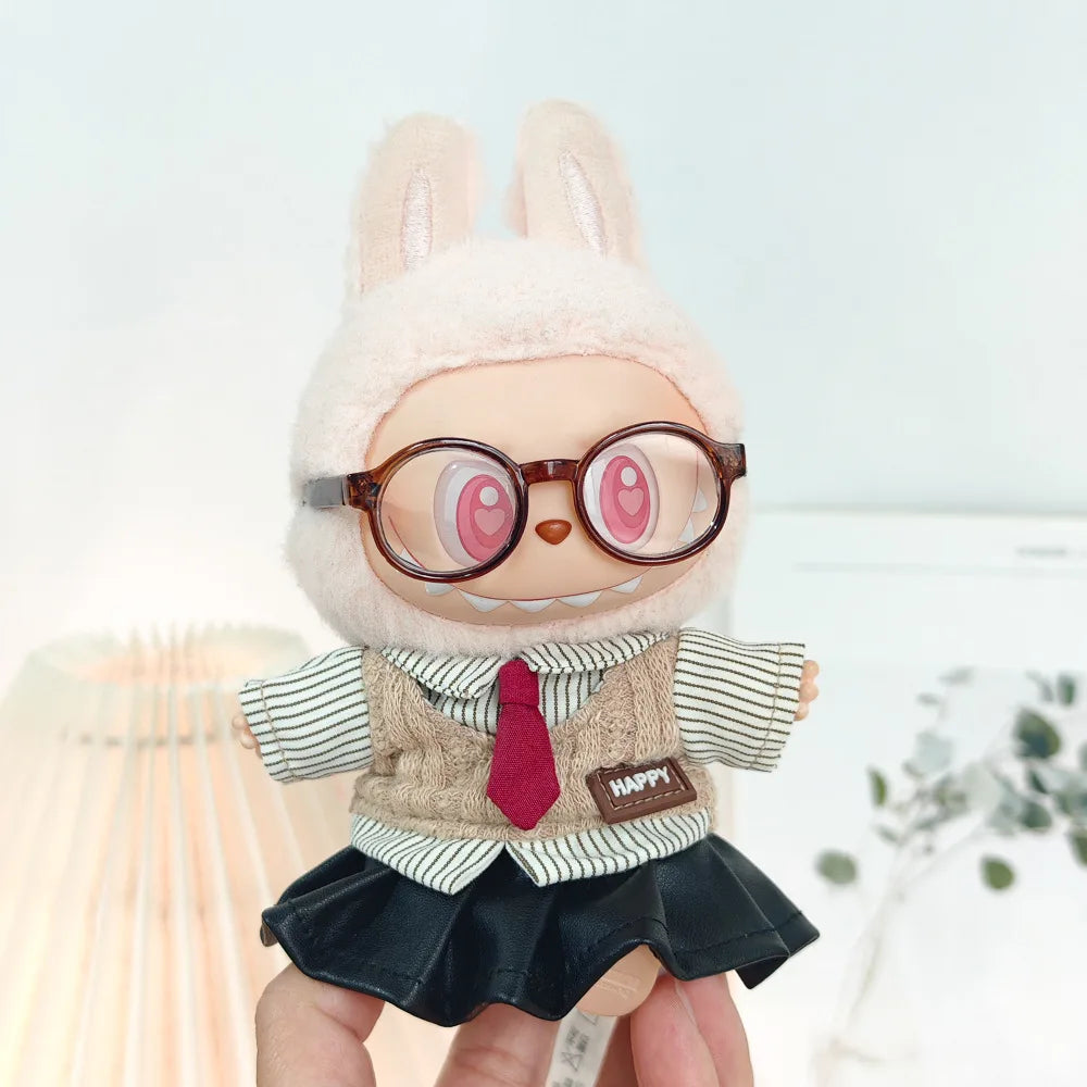 Mini Doll'S Clothes Outfit Accessories For 15-17cm Labubu and 10cm cotton doll Striped shirt baseball jersey Clothing Gift