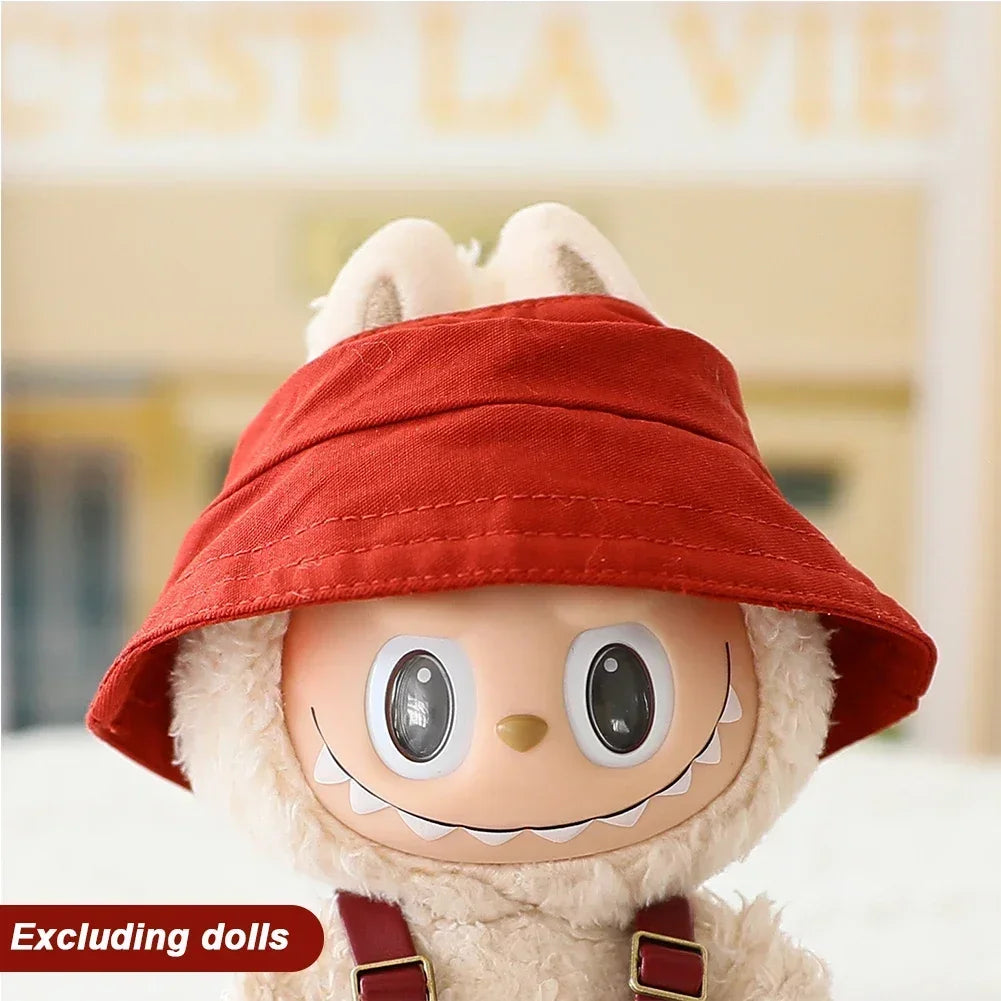 Cute Mini Clothes Outfit Accessories Bucket Hat Overalls BJD Doll Clothing For 17cm Labubu V2 Girl Gift Outfit