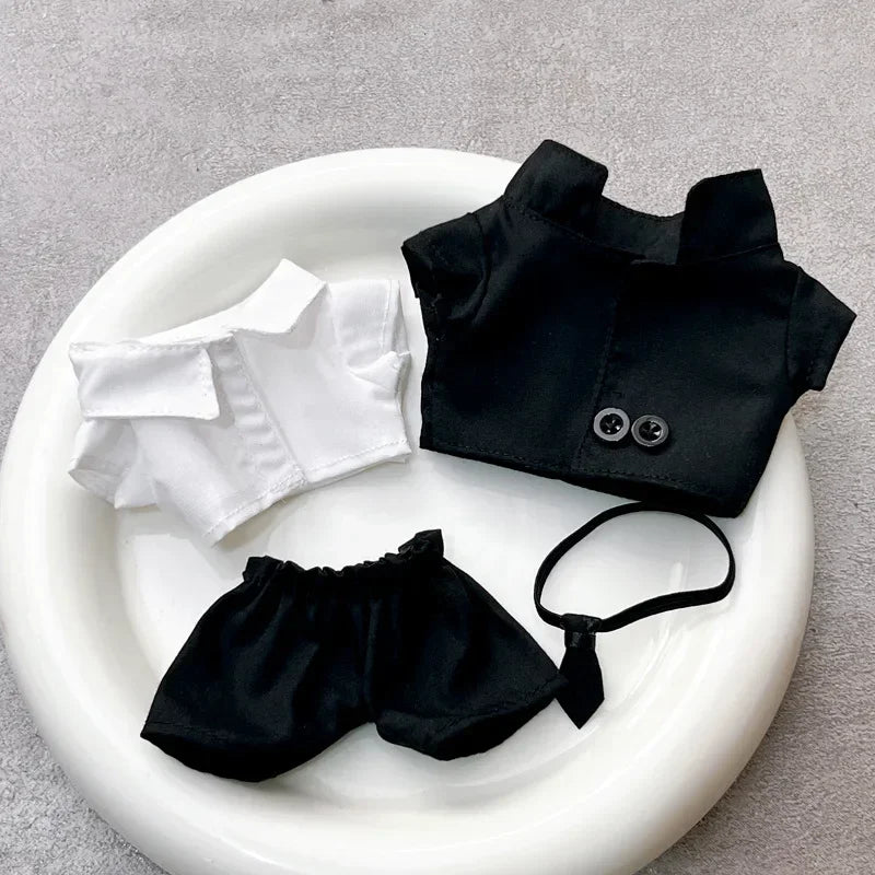 Stylish Cool Black Suit Sunglasses Set Mini Plush Doll'S Clothes Outfit Accessories for 17cm Korea Kpop Exo Labubu Clothing Gift