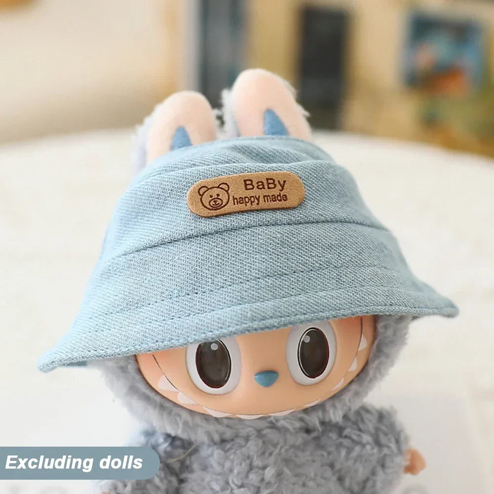 Cute Mini Clothes Outfit Accessories Bucket Hat Overalls BJD Doll Clothing For 17cm Labubu V2 Girl Gift Outfit