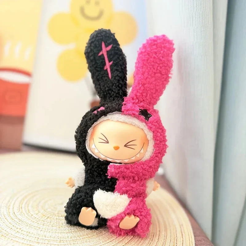 Adorable Brown-Eared Rabbit Clothes Set for Labubu Doll Pendant Only Clothing Item Including First Third Generation