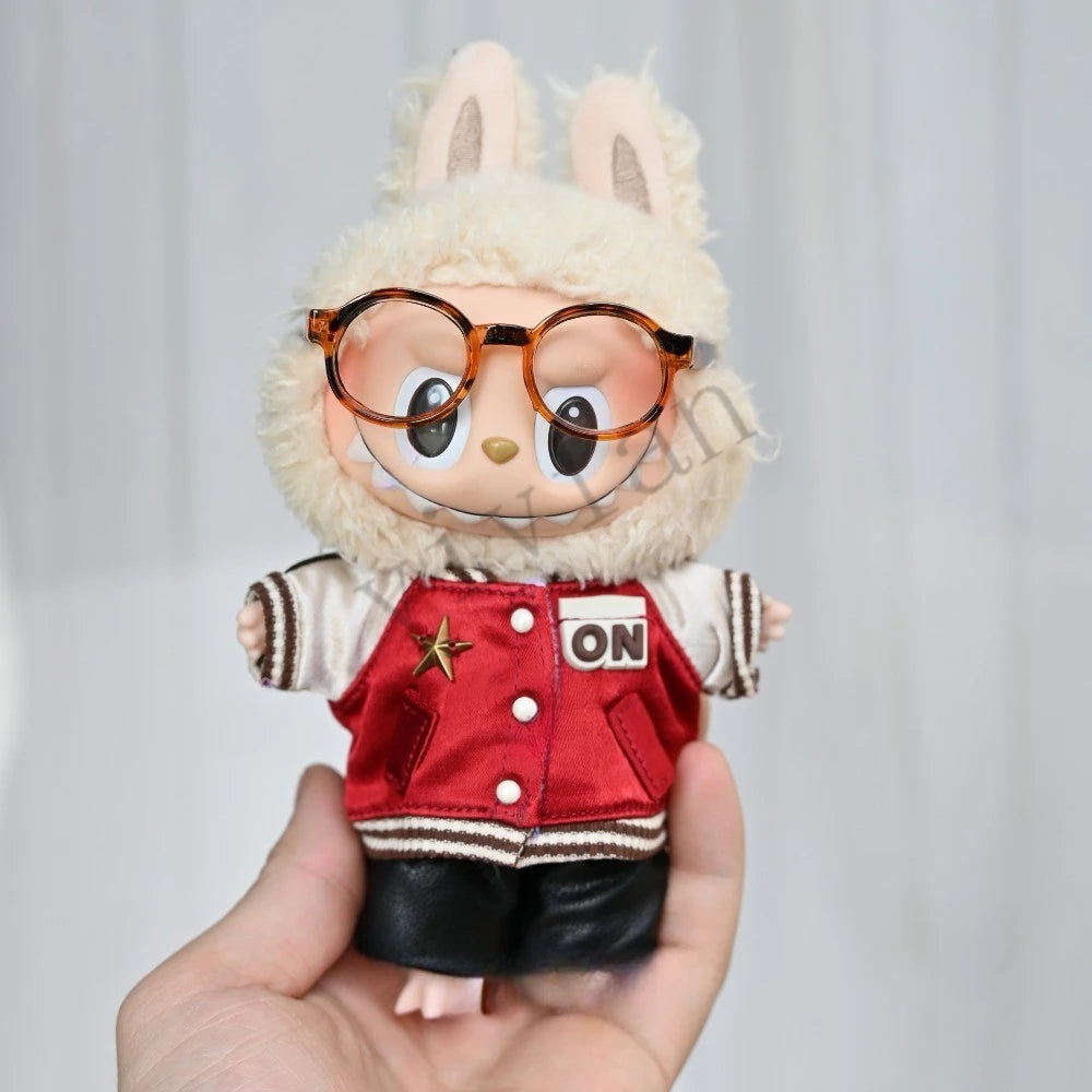 Mini Doll'S Clothes Outfit Accessories For 15-17cm Labubu and 10cm cotton doll Striped shirt baseball jersey Clothing Gift