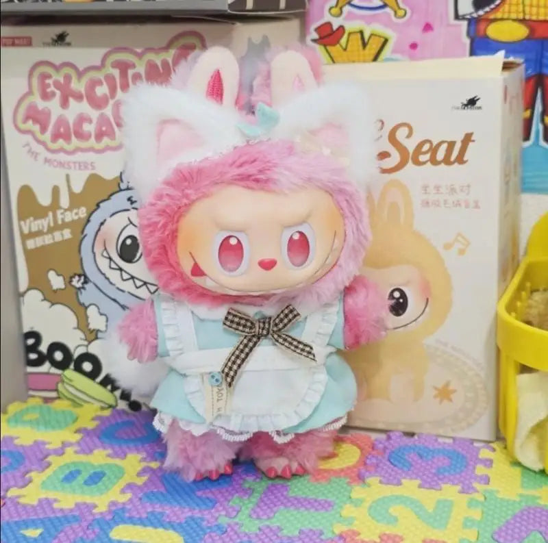 Clothes for Labubu Diy Toy Doll Decorations Clothes Cartoon Cute Maid Dress Headband Doll Decorations Accessories Exquisite Gift