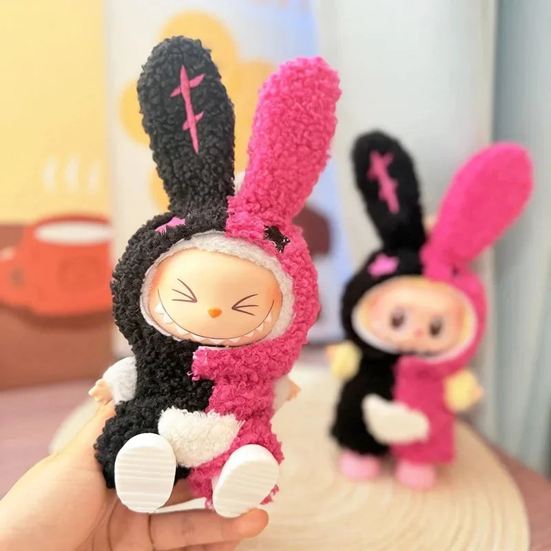 Adorable Brown-Eared Rabbit Clothes Set for Labubu Doll Pendant Only Clothing Item Including First Third Generation