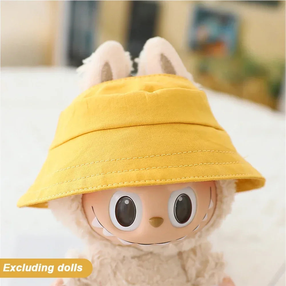 Cute Mini Clothes Outfit Accessories Bucket Hat Overalls BJD Doll Clothing For 17cm Labubu V2 Girl Gift Outfit