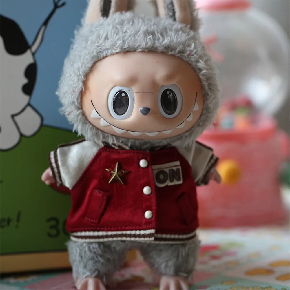 Mini Doll'S Clothes Outfit Accessories For 15-17cm Labubu and 10cm cotton doll Striped shirt baseball jersey Clothing Gift